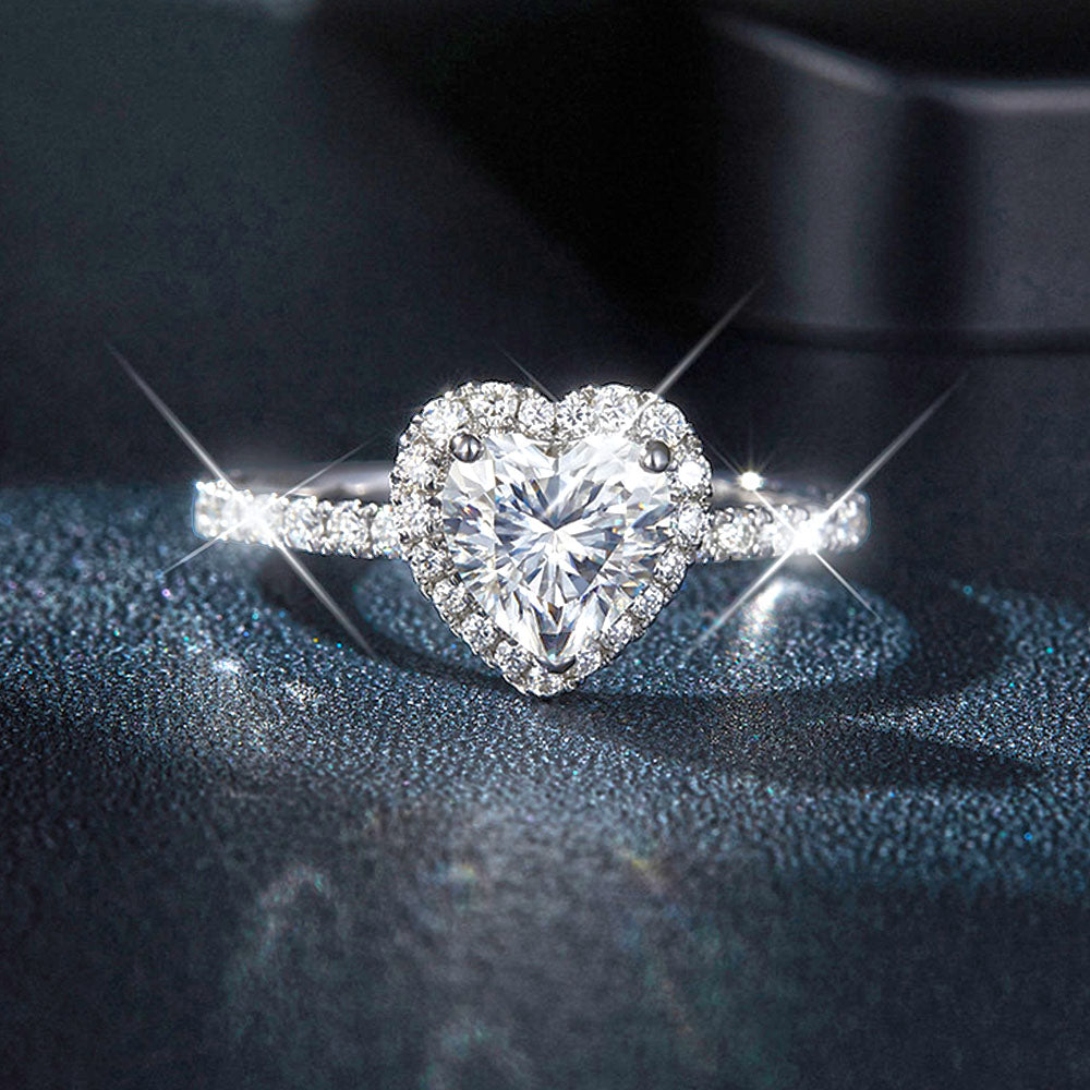 Heart Shape Moissanite Diamond Rings Wedding Engagement Ring