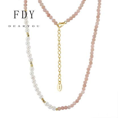 Luxury Handmade S925 Sterling Silver Necklace Natural Gemstones (Turquoise, Pink Opal, Lapis Lazuli) & Pearl Elegance Timeless Statement Jewelry for Women