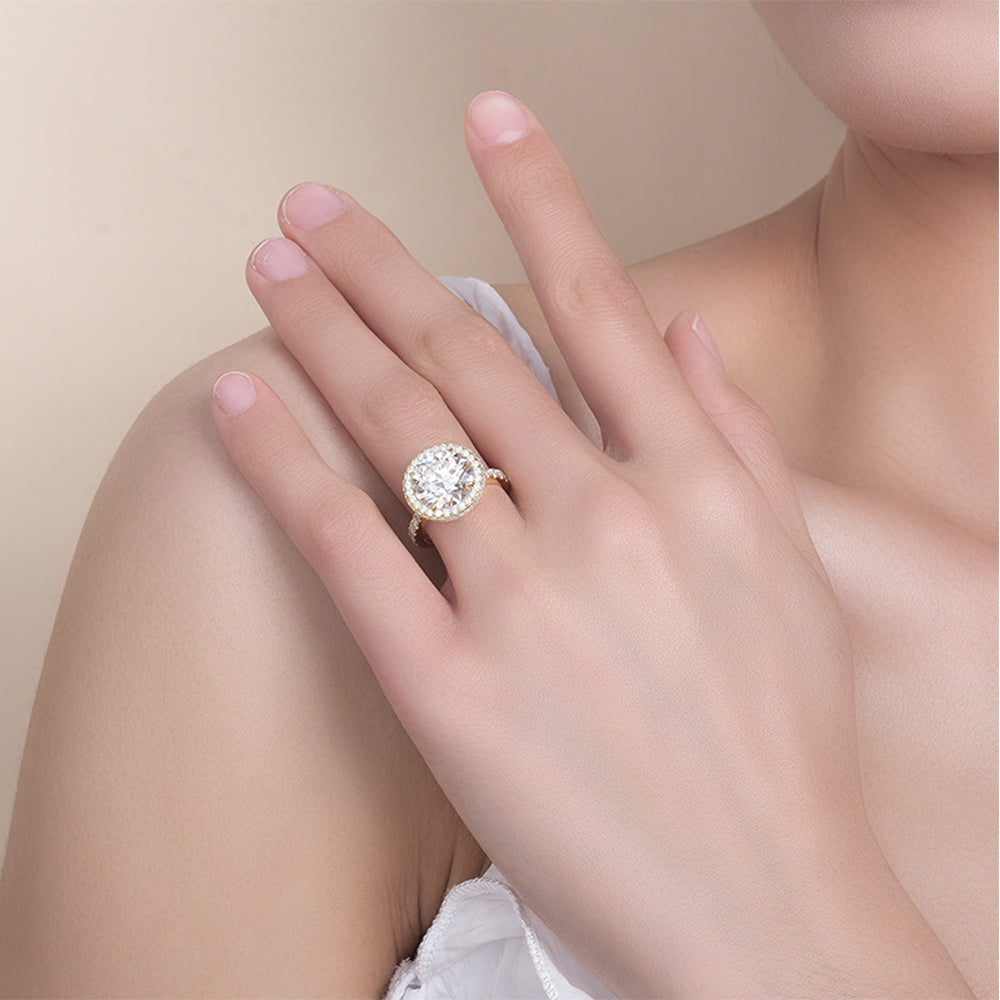 Magnificent Vintage 5 Carat Round Halo Diamond Ring D/VS1