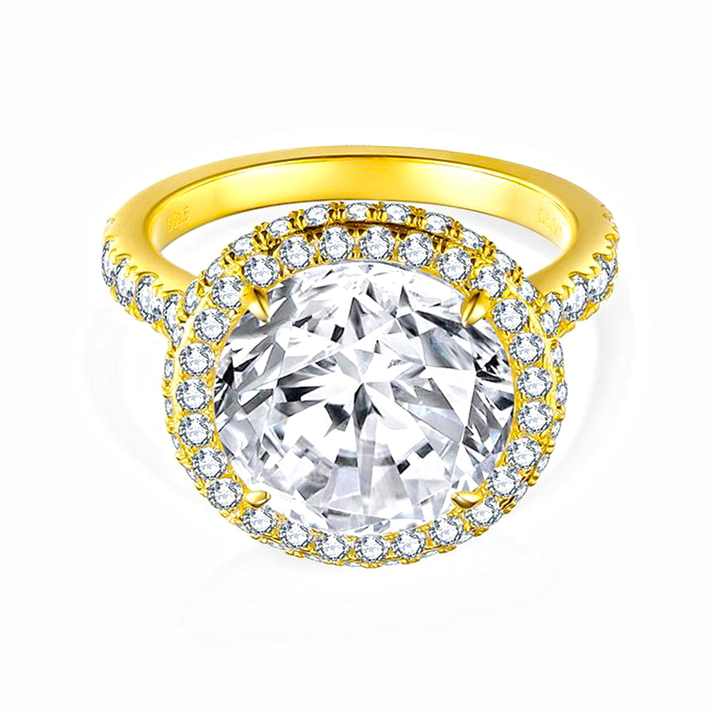 Magnificent Vintage 5 Carat Round Halo Diamond Ring D/VS1