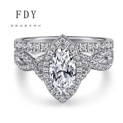Pear Cut Diamond Wedding Ring Set In White Gold