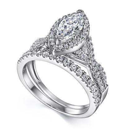 Pear Cut Diamond Wedding Ring Set In White Gold