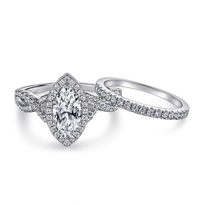 Pear Cut Diamond Wedding Ring Set In White Gold