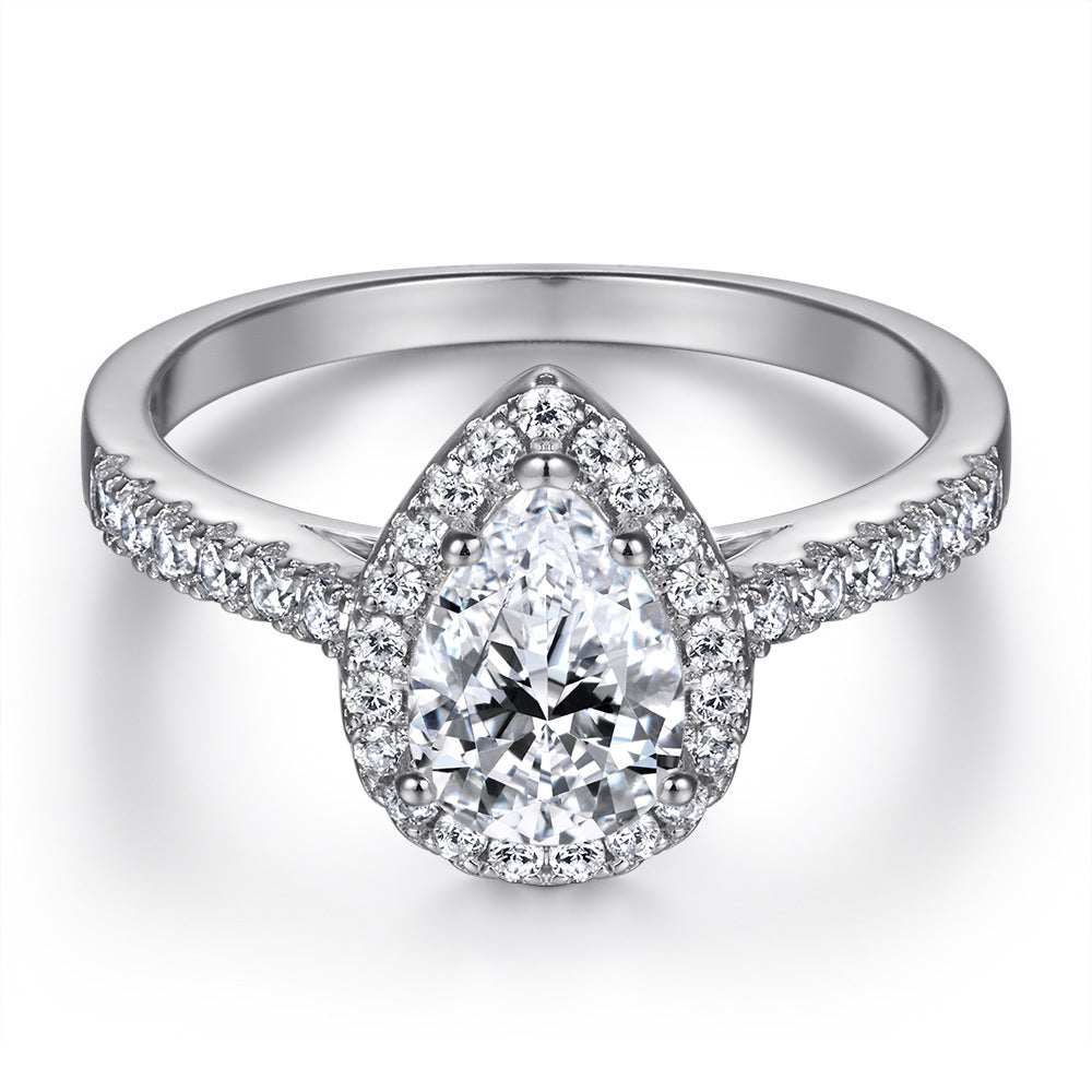 Pear Cut Grown Diamond Engagement Ring Set S925 Silver