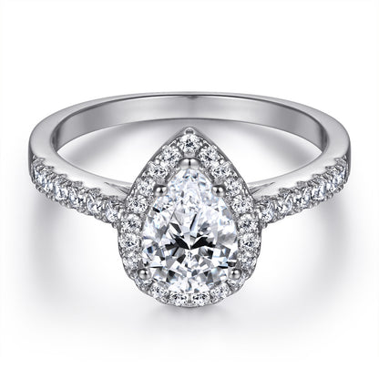 Pear Cut Grown Diamond Engagement Ring Set S925 Silver