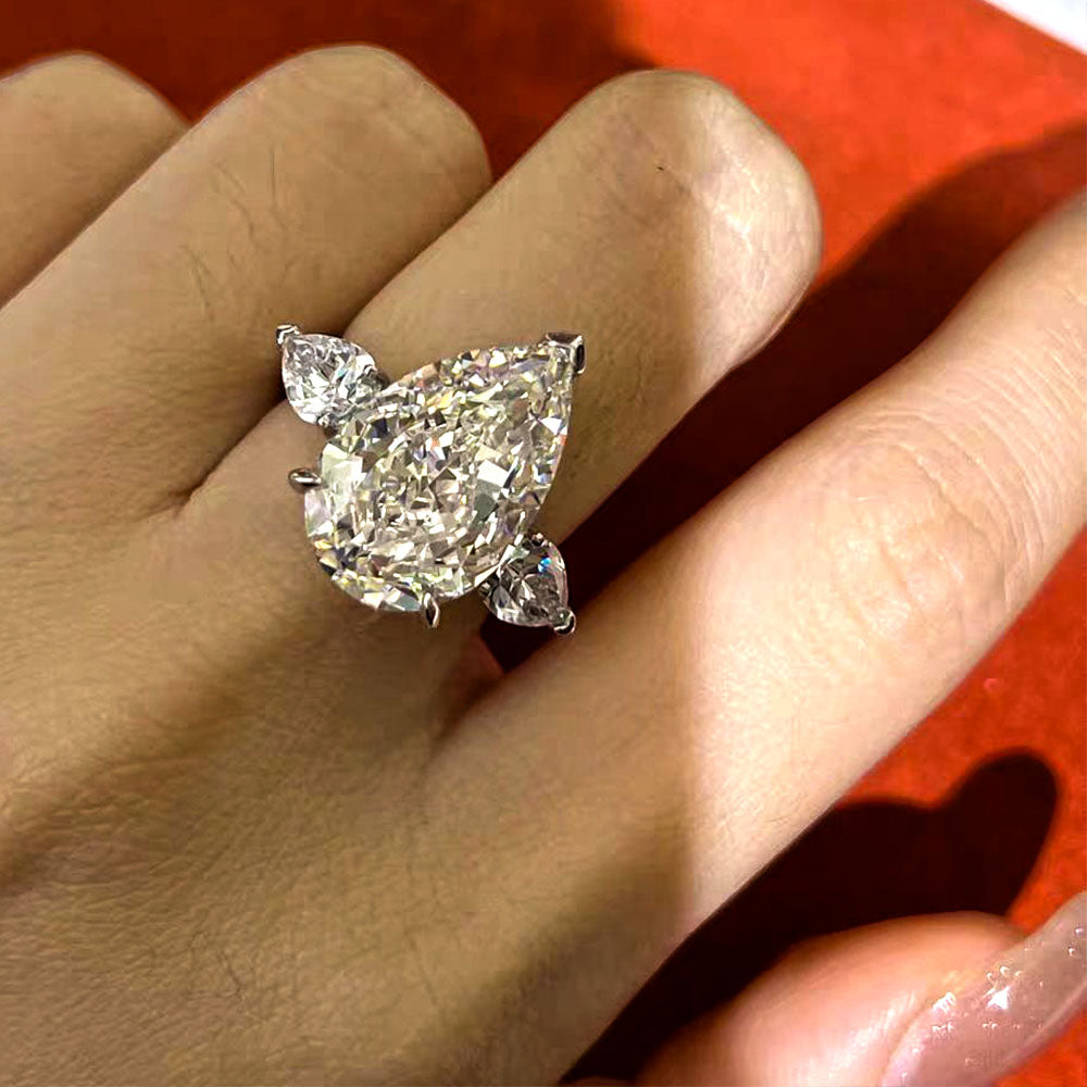Pear Shape Three Stone Engagement Rings 14 Carats