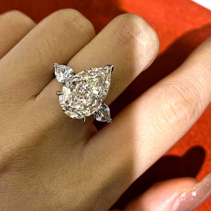 Pear Shape Three Stone Engagement Rings 14 Carats