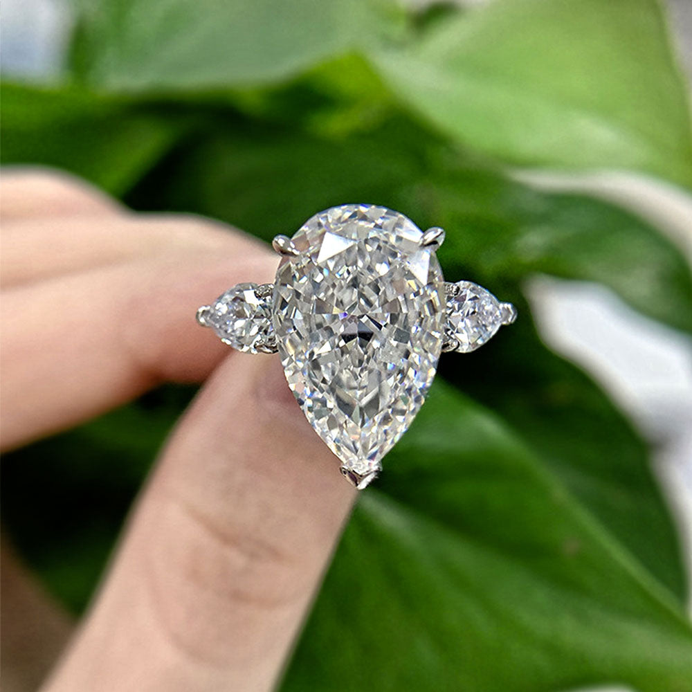 Pear Shape Three Stone Engagement Rings 14 Carats