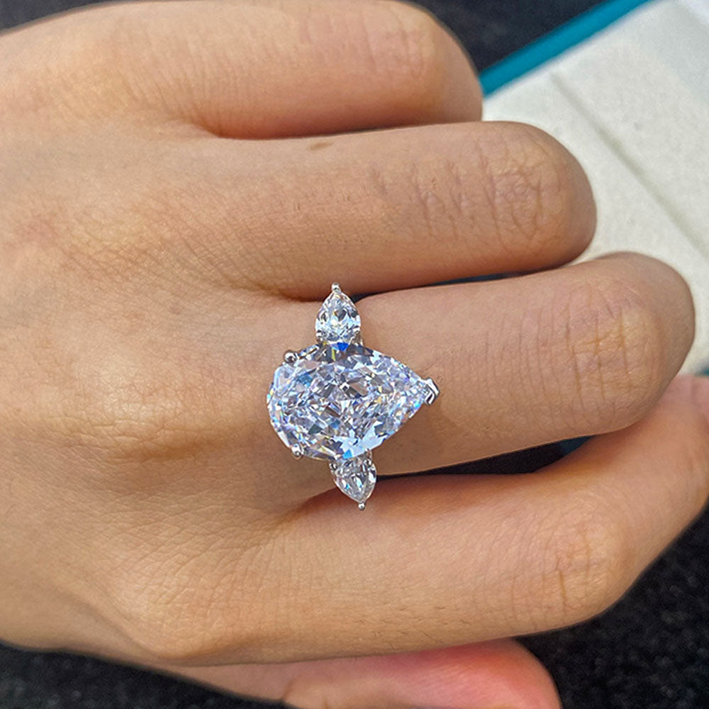Pear Shape Three Stone Engagement Rings 14 Carats
