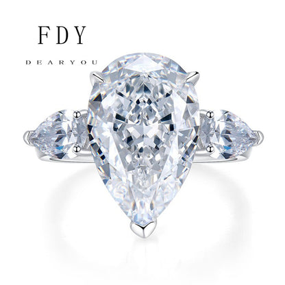 Pear Shape Three Stone Engagement Rings 14 Carats