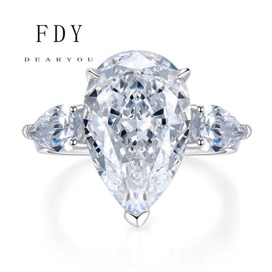 Pear Shape Three Stone Engagement Rings 14 Carats
