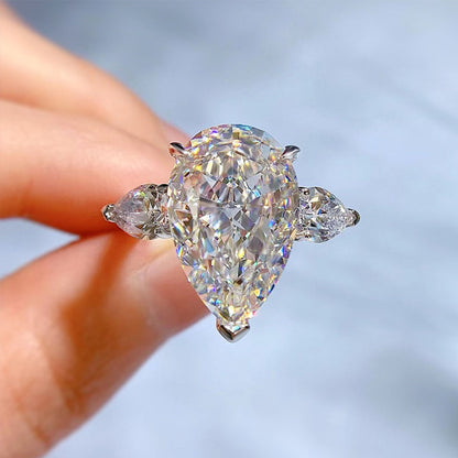 Pear Shape Three Stone Engagement Rings 14 Carats
