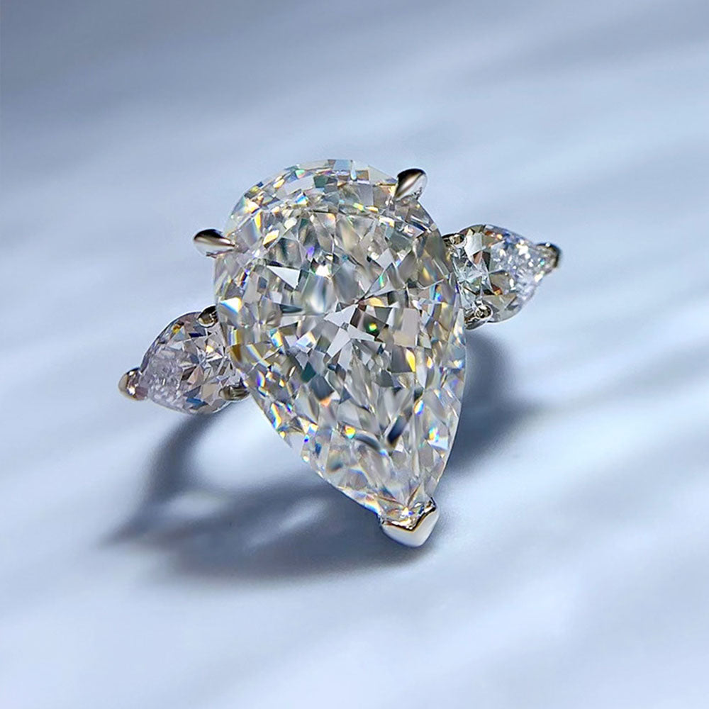 Pear Shape Three Stone Engagement Rings 14 Carats
