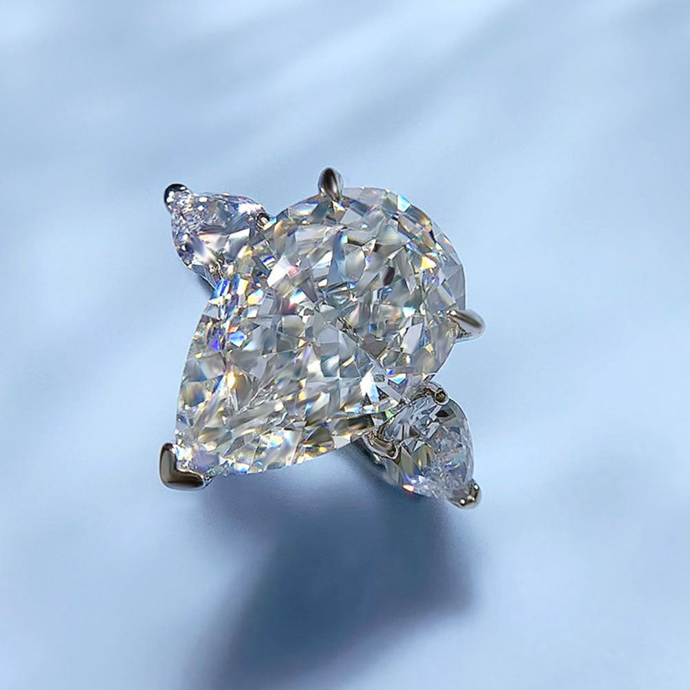 Pear Shape Three Stone Engagement Rings 14 Carats