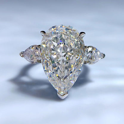 Pear Shape Three Stone Engagement Rings 14 Carats