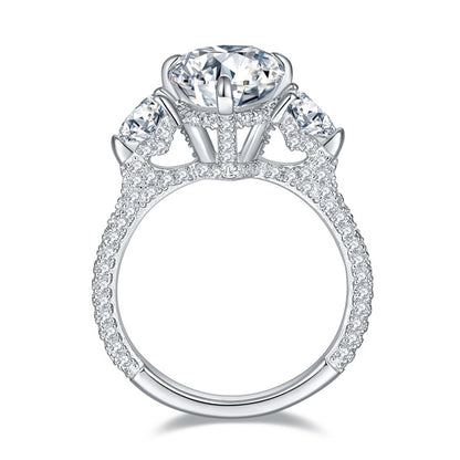 Pear Shape Three Stones Moissanite Engagement Rings 5 Carats