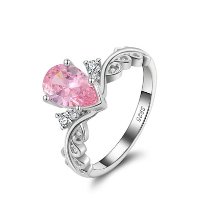 Pink Diamond Rings for Women Cubic Zirconia 925 Sterling Silver