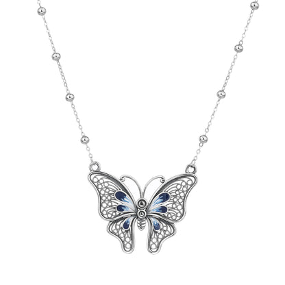 Butterfly Enamel Necklace S925 Sterling Silver