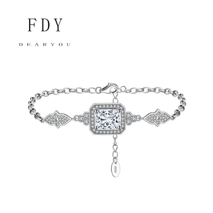S925 Sterling Silver Bracelet with 8A Sparkling Zircon Diamond