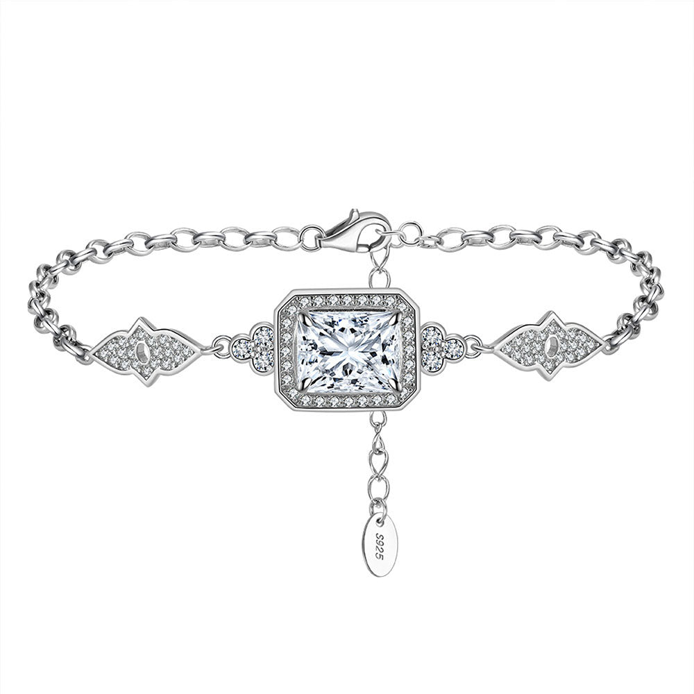 S925 Sterling Silver Bracelet with 8A Sparkling Zircon Diamond