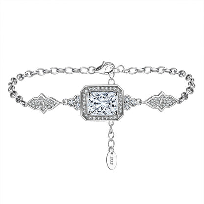 S925 Sterling Silver Bracelet with 8A Sparkling Zircon Diamond