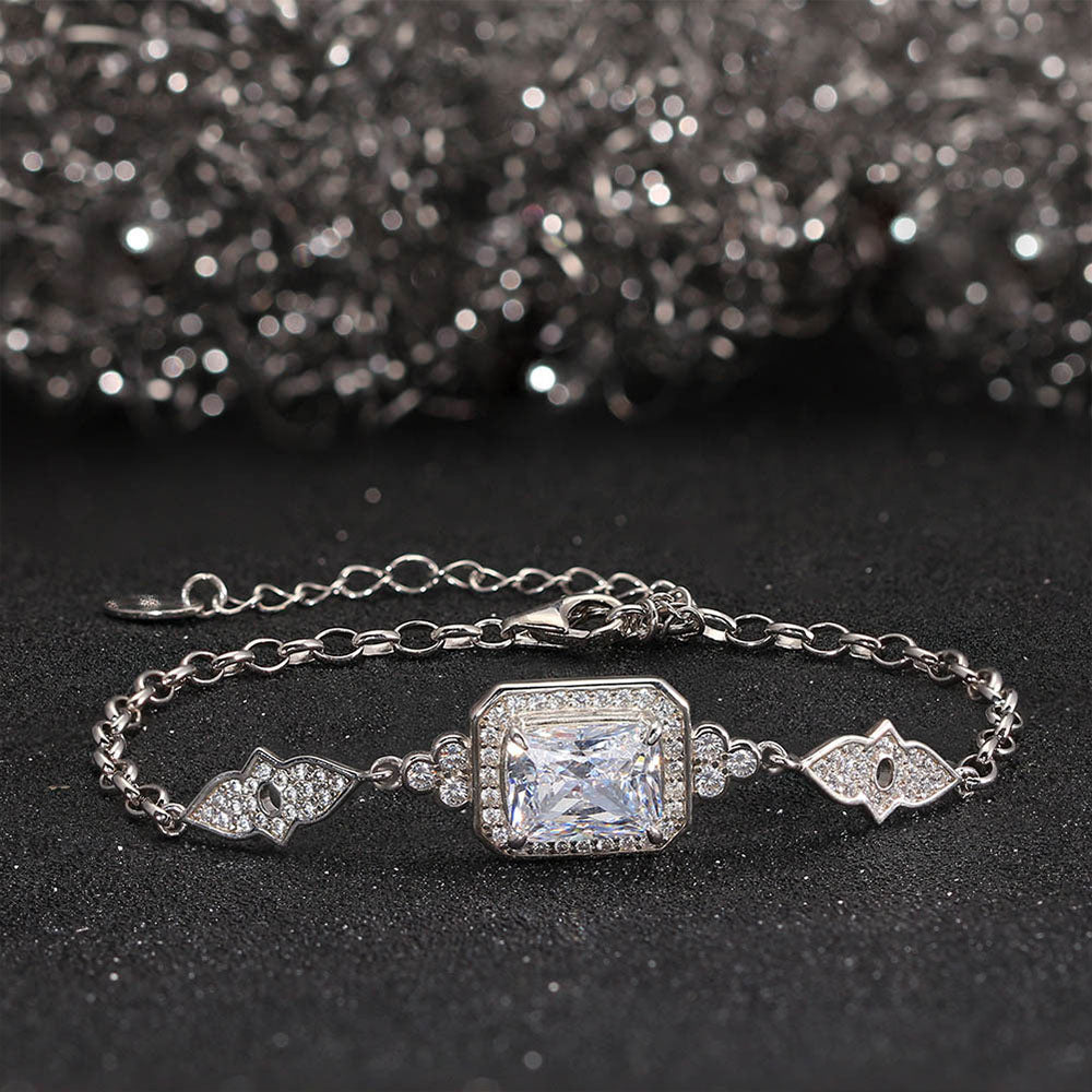 S925 Sterling Silver Bracelet with 8A Sparkling Zircon Diamond