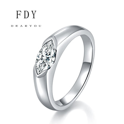 S925 Sterling Silver Rings of Horse Eye Moissan Diamond