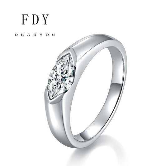 S925 Sterling Silver Rings of Horse Eye Moissan Diamond