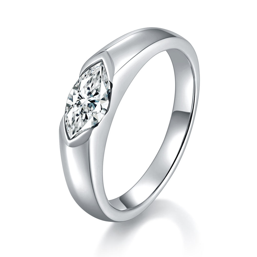 S925 Sterling Silver Rings of Horse Eye Moissan Diamond