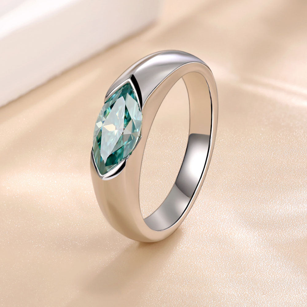 S925 Sterling Silver Rings of Horse Eye Moissan Diamond