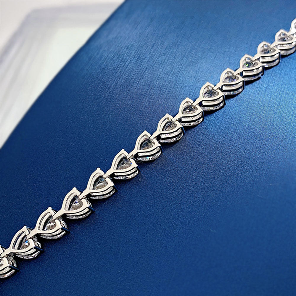 S925 sterling silver Tennis bracelet Full diamond heart-shaped
