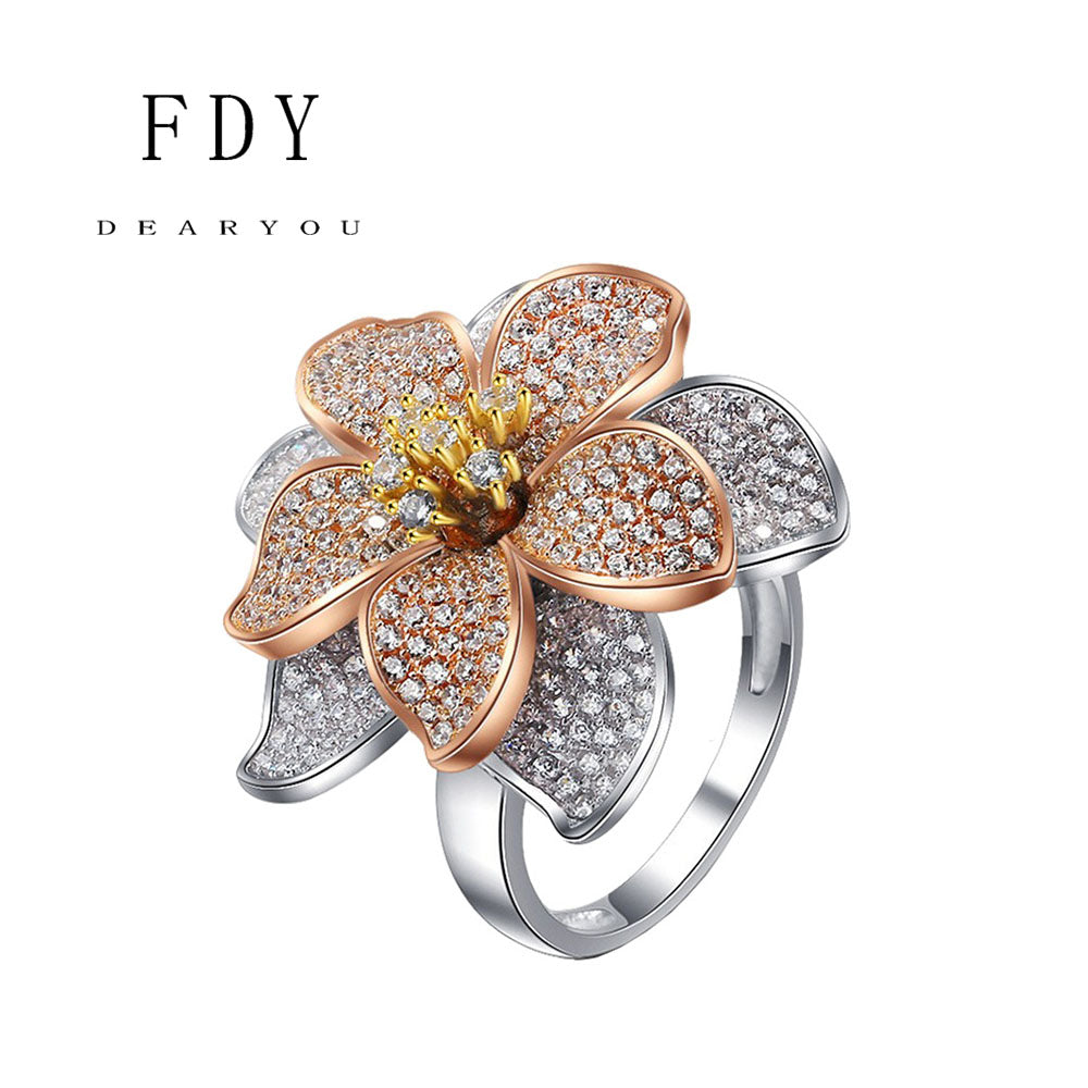 Special Diamond Flower Rings S925 Sterling Silver