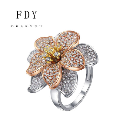 Special Diamond Flower Rings S925 Sterling Silver