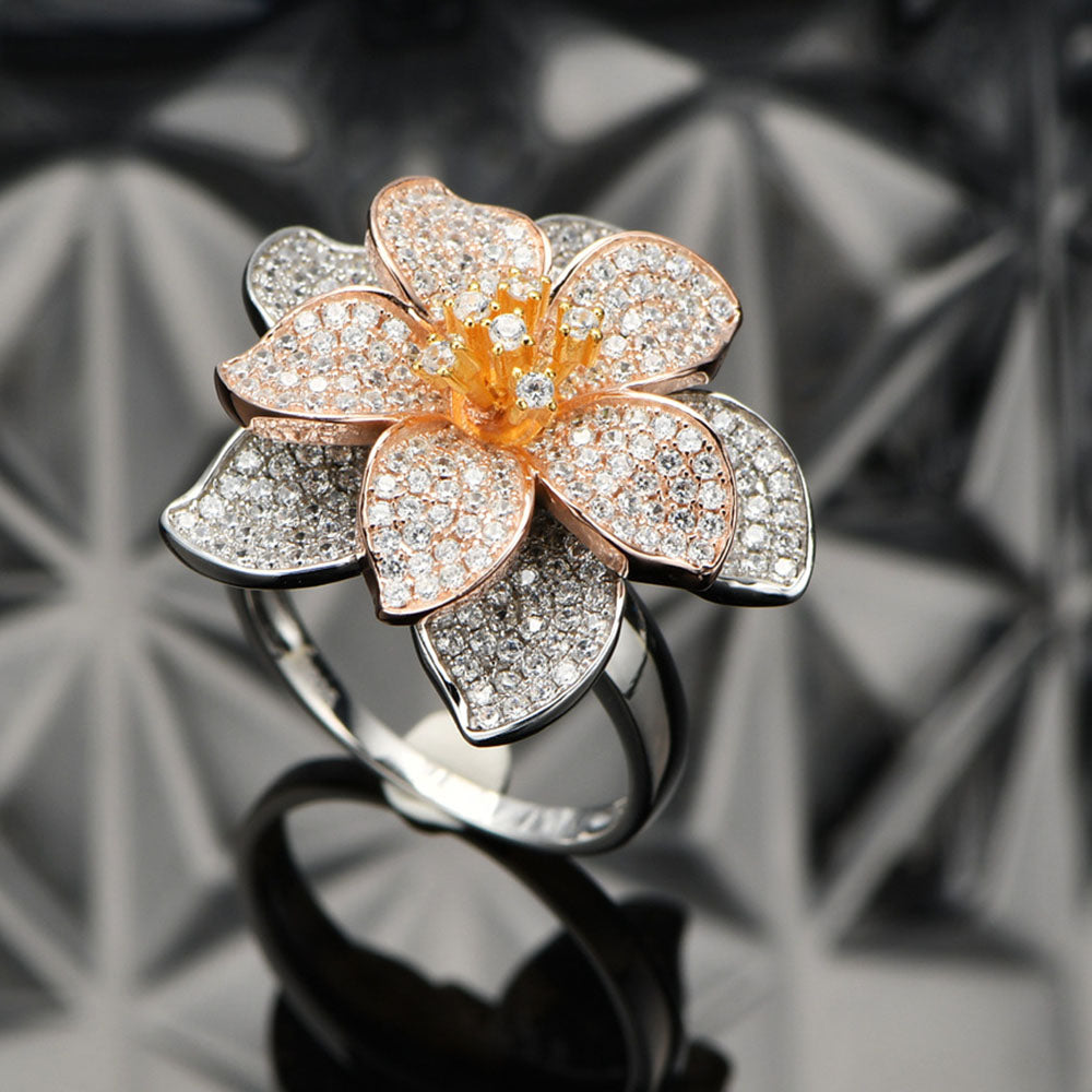 Special Diamond Flower Rings S925 Sterling Silver