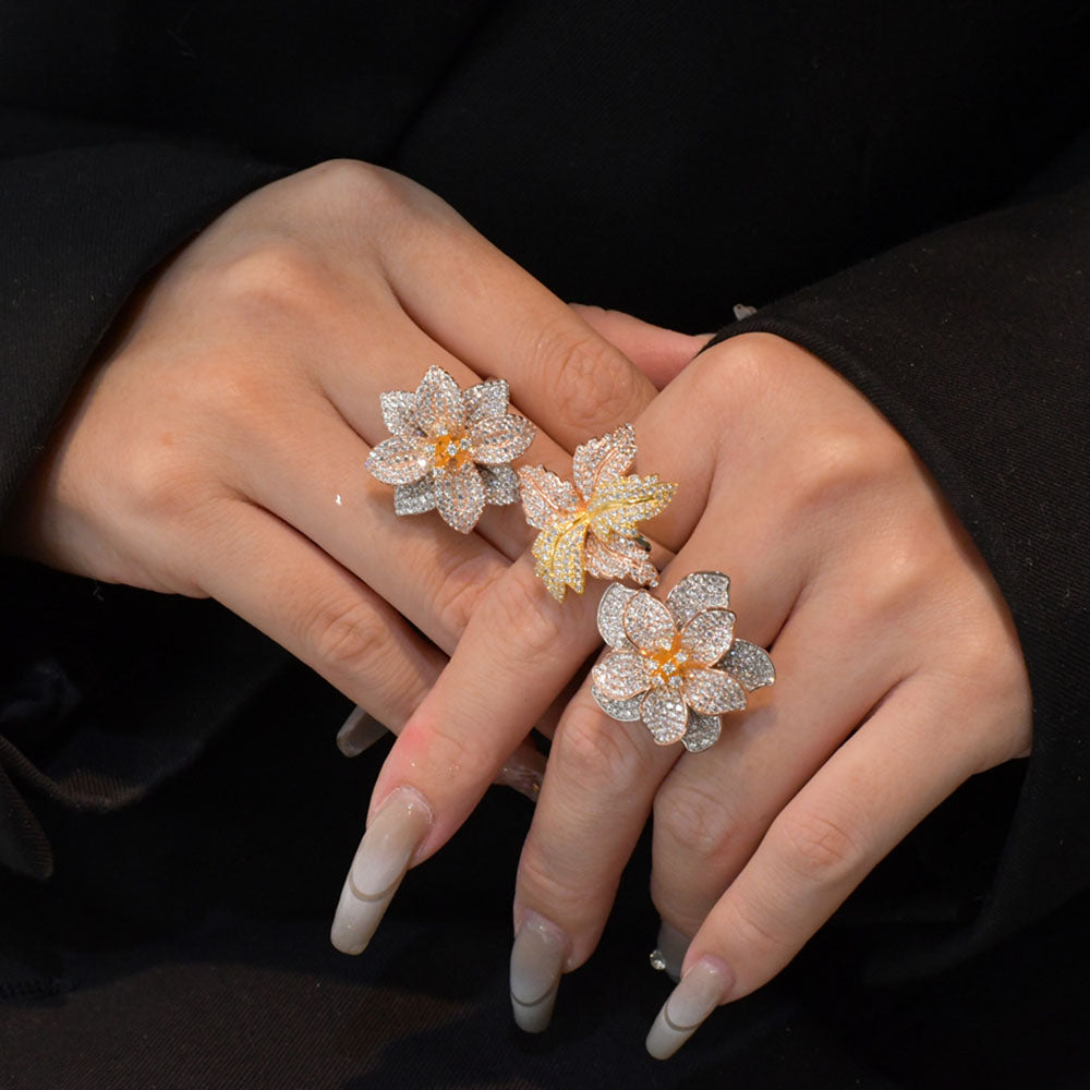 Special Diamond Flower Rings S925 Sterling Silver