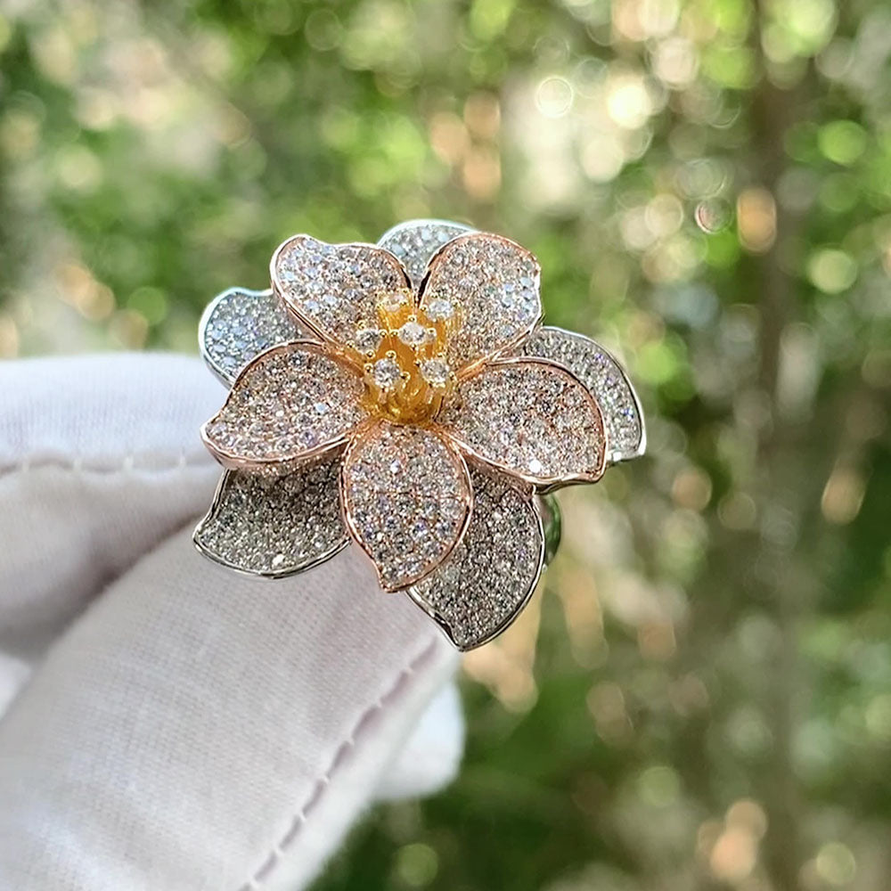 Special Diamond Flower Rings S925 Sterling Silver