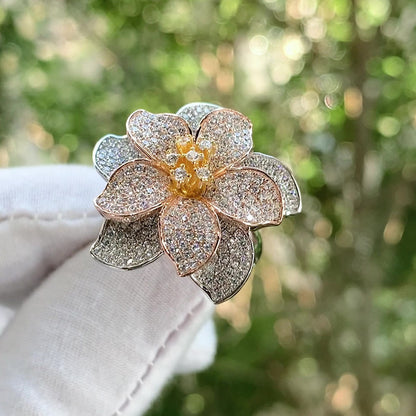 Special Diamond Flower Rings S925 Sterling Silver