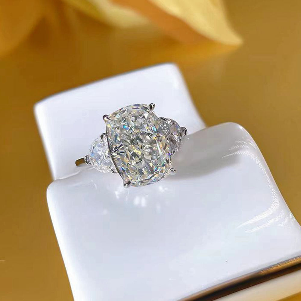 Three Stone Oval Diamond Engagement Ring 8 Carats