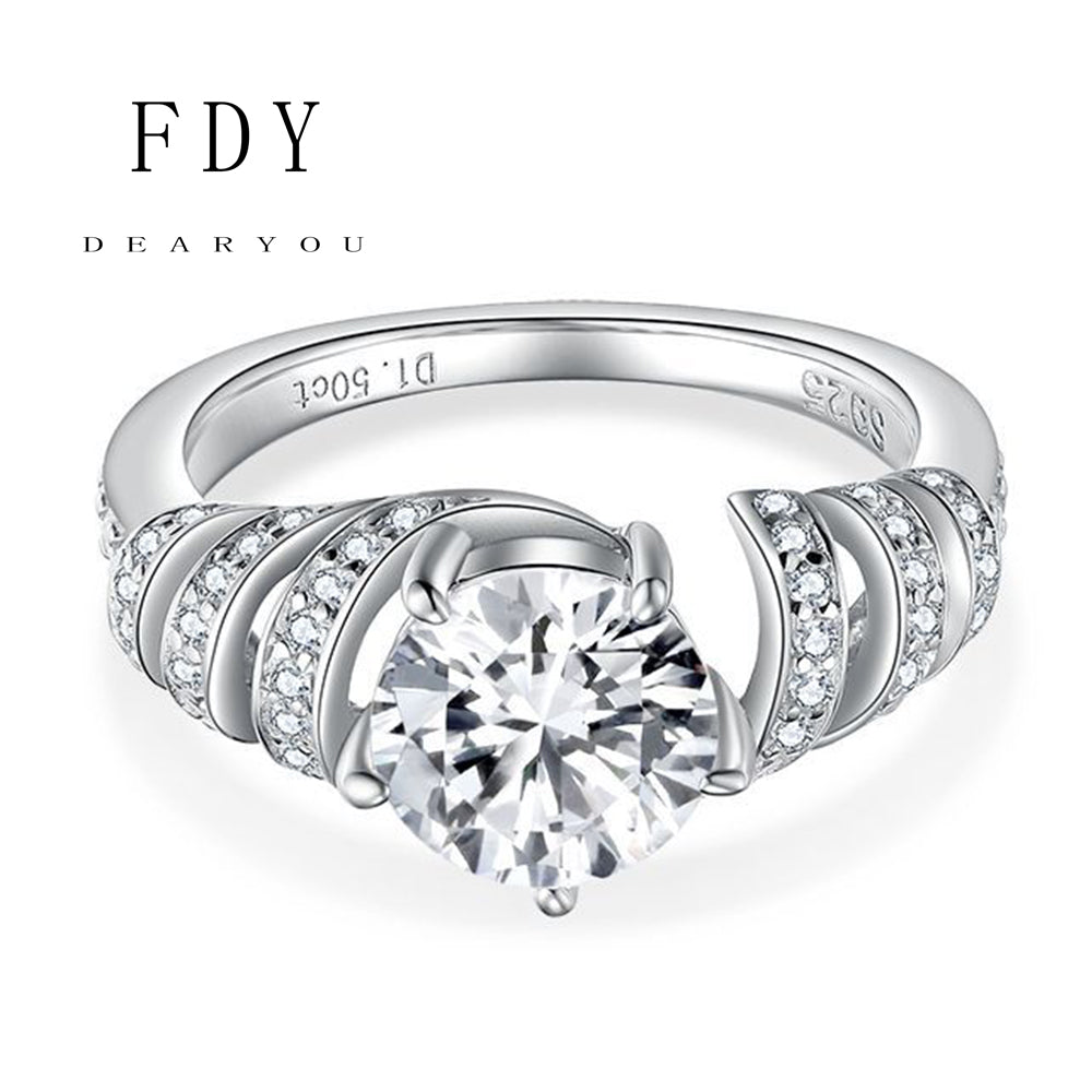 Unique Moissanite Engagement Wedding Rings 1.5 Carats