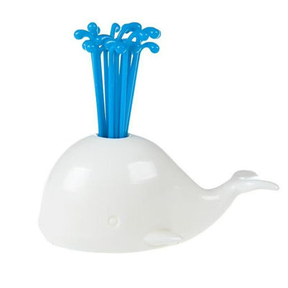 Beluga Whale Fruit Fork Set - 16 Reusable Food-Grade ABS Forks, Eco-Friendly Toothpick Alternative with Anti-Slip Base for Parties, Snacks & Healthy Serving